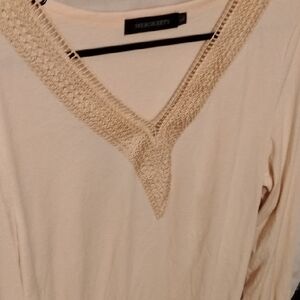 MEROKEETY Women's Cream V-Neck Top